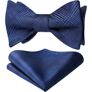 image:imageHISDERN Bow Ties for Men Solid Color Self Tie Bow Tie Pocket Square Set Classic Formal Satin Bowties for Tuxedo Wedding PartyF4navy Blue