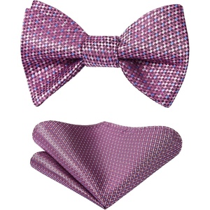 image:imageHISDERN Bow Ties for Men Solid Color Self Tie Bow Tie Pocket Square Set Classic Formal Satin Bowties for Tuxedo Wedding PartyK21purple
