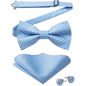 image:imageHISDERN Mens Plaid Bow Tie Set Pocket Square and Cufflinks Bowtie  Pretied Bowties Design for Easy WearCheck PatternMatching Handkerchief Cuff Link3PCS Set Wedding Formal Party Groom PromBlue3