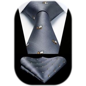 image:imageHISDERN Ties For Men Funny Holiday Mens Ties Handkerchief Animal Mens Neckties Silk Tie Pocket Square Set Business PartyGreybee