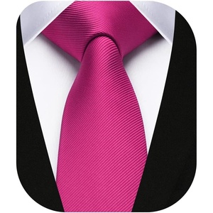 image:imageHISDERN Ties for Men Solid Color 217 Skinny Tie Formal Business Neckties Silk Classic Woven Satin Wedding NecktieA1hot Pink