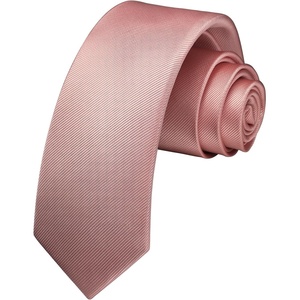 image:imageHISDERN Ties for Men Solid Color 217 Skinny Tie Formal Business Neckties Silk Classic Woven Satin Wedding NecktieA1pink