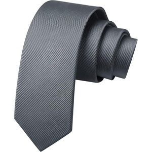 image:imageHISDERN Ties for Men Solid Color 217 Skinny Tie Formal Business Neckties Silk Classic Woven Satin Wedding NecktieA2carbon Grey