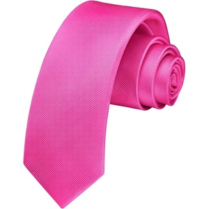 image:imageHISDERN Ties for Men Solid Color 217 Skinny Tie Formal Business Neckties Silk Classic Woven Satin Wedding NecktieB1hot Pink