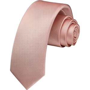image:imageHISDERN Ties for Men Solid Color 217 Skinny Tie Formal Business Neckties Silk Classic Woven Satin Wedding NecktieB2 Blush Pink