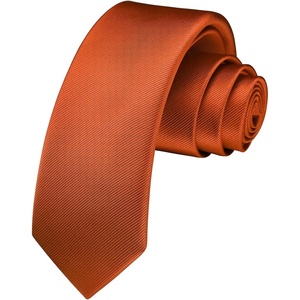 image:imageHISDERN Ties for Men Solid Color 217 Skinny Tie Formal Business Neckties Silk Classic Woven Satin Wedding NecktieC2burnt Orange2
