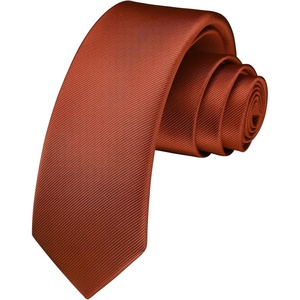 image:imageHISDERN Ties for Men Solid Color 217 Skinny Tie Formal Business Neckties Silk Classic Woven Satin Wedding NecktieC3burnt Orange1