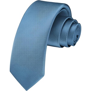 image:imageHISDERN Ties for Men Solid Color 217 Skinny Tie Formal Business Neckties Silk Classic Woven Satin Wedding NecktieD2haze Blue