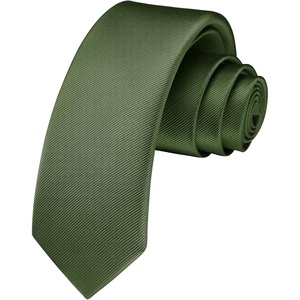 image:imageHISDERN Ties for Men Solid Color 217 Skinny Tie Formal Business Neckties Silk Classic Woven Satin Wedding NecktieE3army Green