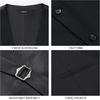 image:imageHISDERN Mens Black Vest 3 Botton and Self Tie amp Pocket Square Set for Wedding Prom