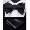 image:imageHISDERN Mens Black Vest 3 Botton and Self Tie amp Pocket Square Set for Wedding Prom