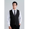 image:imageHISDERN Mens Black Vest 3 Botton and Self Tie amp Pocket Square Set for Wedding Prom