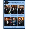 image:imageHISDERN Mens Bow Ties Self Tie Woven Satin Pocket Squares Set Formal Tuxedo Floral Paisley Bowties for Wedding Party PromBlack