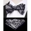 image:imageHISDERN Mens Bow Ties Self Tie Woven Satin Pocket Squares Set Formal Tuxedo Floral Paisley Bowties for Wedding Party PromDark Purple