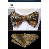 image:imageHISDERN Mens Bow Ties Self Tie Woven Satin Pocket Squares Set Formal Tuxedo Floral Paisley Bowties for Wedding Party PromGold  Black Paisley