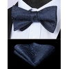 image:imageHISDERN Mens Bow Ties Self Tie Woven Satin Pocket Squares Set Formal Tuxedo Floral Paisley Bowties for Wedding Party PromNavy Blue 2