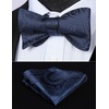 image:imageHISDERN Mens Bow Ties Self Tie Woven Satin Pocket Squares Set Formal Tuxedo Floral Paisley Bowties for Wedding Party PromNavy Blue