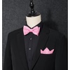 image:imageHISDERN Mens Bow Ties Self Tie Woven Satin Pocket Squares Set Formal Tuxedo Floral Paisley Bowties for Wedding Party PromPink