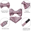 image:imageHISDERN Mens Bow Ties Self Tie Woven Satin Pocket Squares Set Formal Tuxedo Floral Paisley Bowties for Wedding Party PromPink6