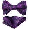 image:imageHISDERN Mens Bow Ties Self Tie Woven Satin Pocket Squares Set Formal Tuxedo Floral Paisley Bowties for Wedding Party PromPurple  Navy