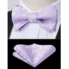 image:imageHISDERN Mens Bow Ties Self Tie Woven Satin Pocket Squares Set Formal Tuxedo Floral Paisley Bowties for Wedding Party PromPurple Lavender