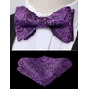 image:imageHISDERN Mens Bow Ties Self Tie Woven Satin Pocket Squares Set Formal Tuxedo Floral Paisley Bowties for Wedding Party PromPurple Paisley5