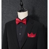 image:imageHISDERN Mens Bow Ties Self Tie Woven Satin Pocket Squares Set Formal Tuxedo Floral Paisley Bowties for Wedding Party PromRed 4