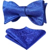 image:imageHISDERN Mens Bow Ties Self Tie Woven Satin Pocket Squares Set Formal Tuxedo Floral Paisley Bowties for Wedding Party PromRoyal Blue