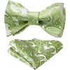 image:imageHISDERN Mens Bow Ties Self Tie Woven Satin Pocket Squares Set Formal Tuxedo Floral Paisley Bowties for Wedding Party PromSage Green5