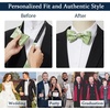 image:imageHISDERN Mens Bow Ties Self Tie Woven Satin Pocket Squares Set Formal Tuxedo Floral Paisley Bowties for Wedding Party PromSage Green5