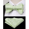 image:imageHISDERN Mens Bow Ties Self Tie Woven Satin Pocket Squares Set Formal Tuxedo Floral Paisley Bowties for Wedding Party PromSage Green6