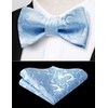 image:imageHISDERN Mens Bow Ties Self Tie Woven Satin Pocket Squares Set Formal Tuxedo Floral Paisley Bowties for Wedding Party PromSky Blue5
