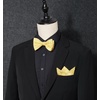 image:imageHISDERN Mens Bow Ties Self Tie Woven Satin Pocket Squares Set Formal Tuxedo Floral Paisley Bowties for Wedding Party PromYellow