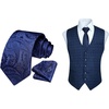 image:imageHISDERN Paisley Ties for Men Handkerchief Mens Suit Vest Plaid Dress Vest for Men