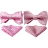image:imageHISDERN Pink Bowties for Men Floral Paisley Selftie Bowtie Woven Silk Mens Bow Tie with Pocket Square Set for Wedding Party Light Pink 2Pack