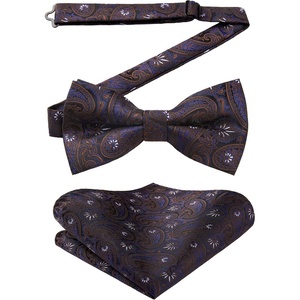 image:imageHISDERN Bow Ties for Men Paisley Floral Pretied Bowtie Pocket Square Set Mens Formal Bow Ties Wedding PartyBrown Paisley