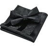 image:imageHISDERN Black Bow Ties for Men PreTied Paisley Bow Ties and Pocket Square Set Formal Floral Bowtie Classic Bowties for Wedding Party
