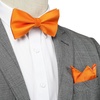 image:imageHISDERN Bow Ties for Men Orange Color Pre Tied Bow Tie and Pocket Square Classic Adjustable Clip on Bowties Handkerchief Set for Wedding Business Party