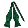 image:imageHISDERN Bowties for Men Floral Emerald Green Paisley Selftie Bowtie Woven Silk Dark Green Mens Bow Tie with Pocket Square Set for Wedding Party 2Pack