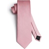 image:imageHISDERN Mens Solid Ties Formal Business Woven Tie and Pocket Square Cufflinks Set Classic Silk Satin Necktie WeddingBdusty Rose Pink 1