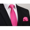 image:imageHISDERN Mens Solid Ties Formal Business Woven Tie and Pocket Square Cufflinks Set Classic Silk Satin Necktie WeddingBhot Pink 3