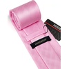 image:imageHISDERN Mens Solid Ties Formal Business Woven Tie and Pocket Square Cufflinks Set Classic Silk Satin Necktie WeddingBpink 3