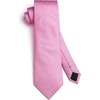 image:imageHISDERN Mens Solid Ties Formal Business Woven Tie and Pocket Square Cufflinks Set Classic Silk Satin Necktie WeddingBpink 3