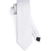 image:imageHISDERN Mens Solid Ties Formal Business Woven Tie and Pocket Square Cufflinks Set Classic Silk Satin Necktie WeddingCwhite