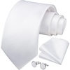 image:imageHISDERN Mens Solid Ties Formal Business Woven Tie and Pocket Square Cufflinks Set Classic Silk Satin Necktie WeddingCwhite