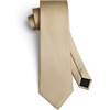 image:imageHISDERN Mens Solid Ties Formal Business Woven Tie and Pocket Square Cufflinks Set Classic Silk Satin Necktie WeddingEchampagne 3
