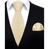 image:imageHISDERN Mens Solid Ties Formal Business Woven Tie and Pocket Square Cufflinks Set Classic Silk Satin Necktie WeddingElight Yellow 1