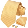 image:imageHISDERN Mens Solid Ties Formal Business Woven Tie and Pocket Square Cufflinks Set Classic Silk Satin Necktie WeddingEyellow Light 4