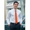 image:imageHISDERN Mens Solid Ties Formal Business Woven Tie and Pocket Square Cufflinks Set Classic Silk Satin Necktie WeddingF1orange