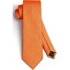 image:imageHISDERN Mens Solid Ties Formal Business Woven Tie and Pocket Square Cufflinks Set Classic Silk Satin Necktie WeddingF1orange